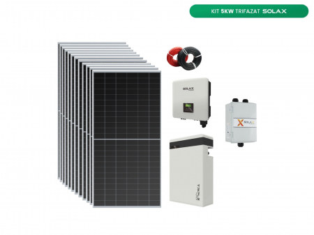 Sisteme / kituri fotovoltaice - Kit Complet cu Montaj INCLUS, 5kW Trifazat cu 11.6kWh Stocare, Solax