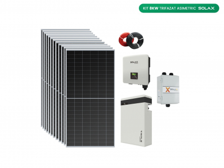 Sisteme / kituri fotovoltaice - Kit Complet cu Montaj INCLUS, 8kW Trifazat cu 11.6kWh Stocare, Solax