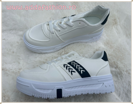 Incaltaminte - Adidasi dama albi cu detalii in parti