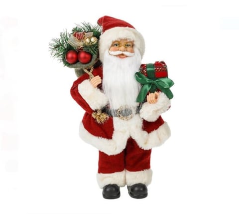 Craciun - Figurina Decorativa Mos Craciun cu Sac Cadou 30cm