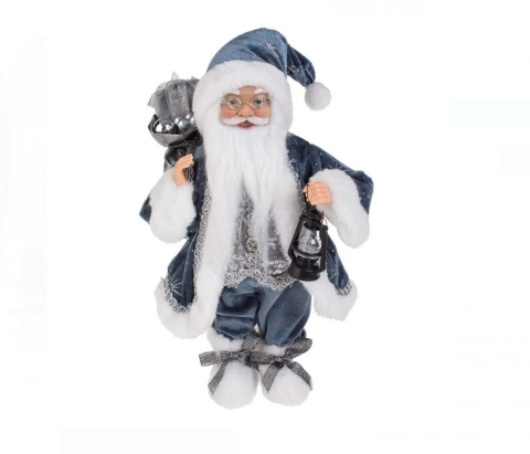 Figurina Decorativa Mos Craciun cu Sac & Felinar 31cm [1]