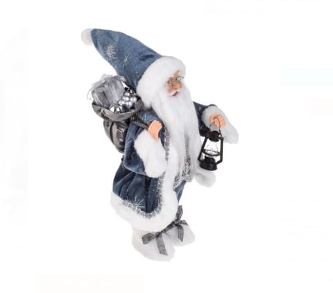 Craciun - Figurina Decorativa Mos Craciun cu Sac & Felinar 31cm