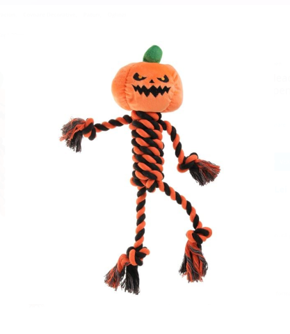 Halloween - Jucarie Dovleac cu Sfori in Dungi de Halloween, 38cm