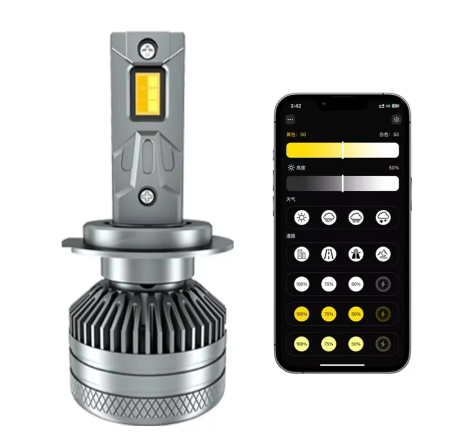 H7 - Set 2 Becuri LED Auto H7 Y10 APP LED cu aplicatie 300W, 35000 Lumeni, Alb sau Galben