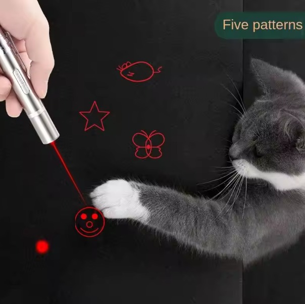 Laser pentru pisici, ADLUMUS cu 5 moduri de proiecție si design in forma de: punct roșu, șoricel, fluture, față zâmbitoare si stea. [2]