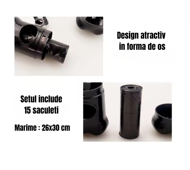 Distribuitor de saci pentru strangerea excrementelor de animale, ADLUMUS cu un design prietenos in forma de os [4]