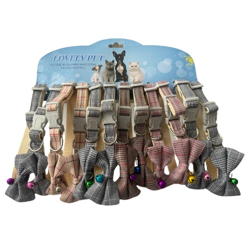 Gulere adorabile pentru animale de companie, ADLUMUS cu design clasic în carouri, accesorii papion și clopoțel [5]