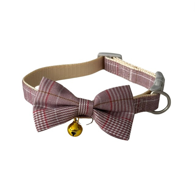Gulere adorabile pentru animale de companie, ADLUMUS cu design clasic în carouri, accesorii papion și clopoțel [2]