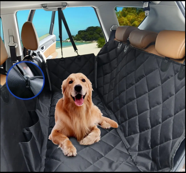 Husa de protectie auto bancheta spate si portbagaj, transport animale caini si pisici, universala, ADLUMUS, impermeabila, antialunecare, 137x147 cm, Neagra [9]