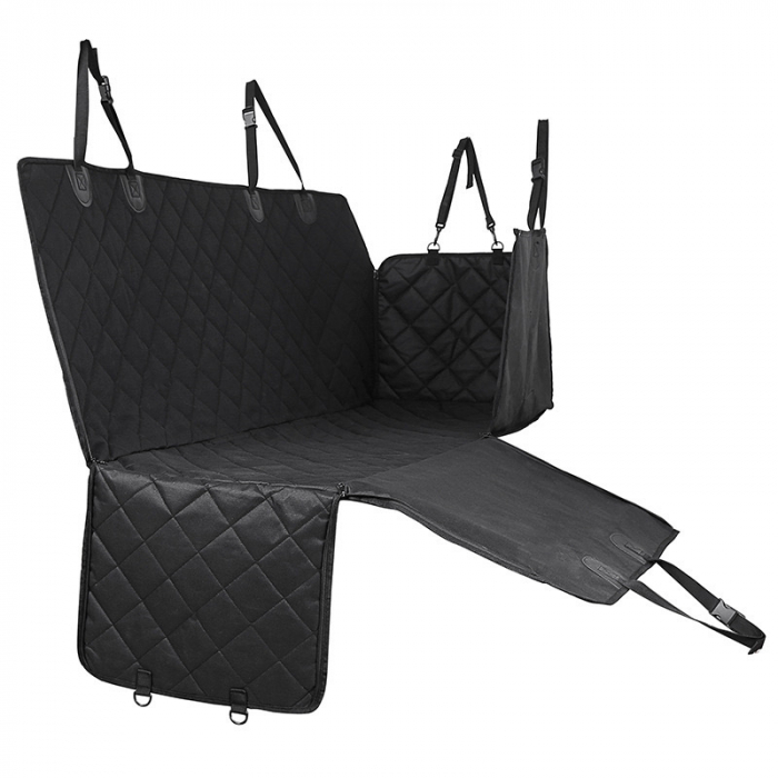 Husa de protectie auto bancheta spate si portbagaj, transport animale caini si pisici, universala, ADLUMUS, impermeabila, antialunecare, 137x147 cm, Neagra [1]