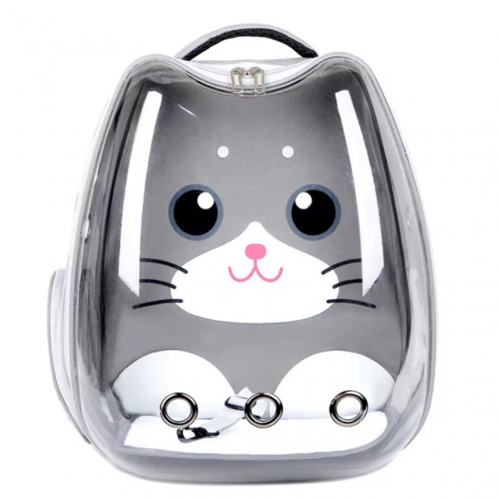 Rucsac transport animale de companie, Catei Pisici ADLUMUS, Tip Ghiozdan cu Geam Panoramic, multifunctional, Gri [1]