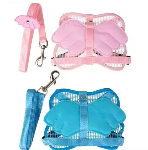 Set format din ham si lesa, ADLUMUS pentru plimbatul animalutelor de companie cu design adorabil de aripi de inger [1]