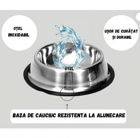 Bol pentru apa sau mancare, ADLUMUS din oțel inoxidabil cu bază de cauciuc anti-alunecare pentru animalute de companie de talie mica/medie sau mare [4]