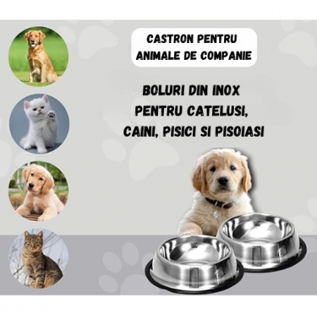 Bol pentru apa sau mancare, ADLUMUS din oțel inoxidabil cu bază de cauciuc anti-alunecare pentru animalute de companie de talie mica/medie sau mare [2]