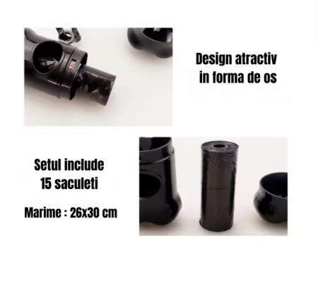 Distribuitor de saci pentru strangerea excrementelor de animale, ADLUMUS cu un design prietenos in forma de os [3]