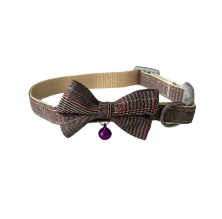 Gulere adorabile pentru animale de companie, ADLUMUS cu design clasic în carouri, accesorii papion și clopoțel [2]