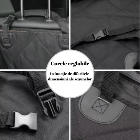 Husa de protectie auto bancheta spate si portbagaj, transport animale caini si pisici, universala, ADLUMUS, impermeabila, antialunecare, 137x147 cm, Neagra [2]