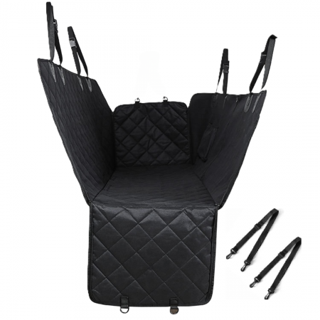 Husa de protectie auto bancheta spate si portbagaj, transport animale caini si pisici, universala, ADLUMUS, impermeabila, antialunecare, 137x147 cm, Neagra [5]