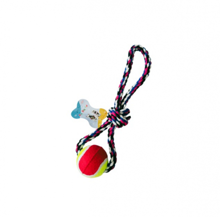 Jucărie de mestecat pentru curățarea dinților, ADLUMUS cu o minge cu funii înnodate din bumbac non-toxic pentru animalute de companie, catei si pisici [2]