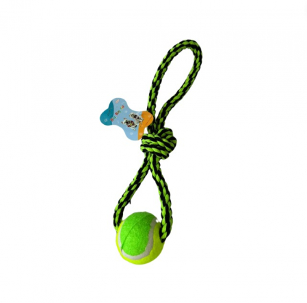 Jucărie de mestecat pentru curățarea dinților, ADLUMUS cu o minge cu funii înnodate din bumbac non-toxic pentru animalute de companie, catei si pisici [6]