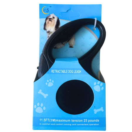 Lesă retractabilă neagră, ADLUMUS pentru plimbatul câinilor de talie mică, medie sau mare si a pisicilor [1]
