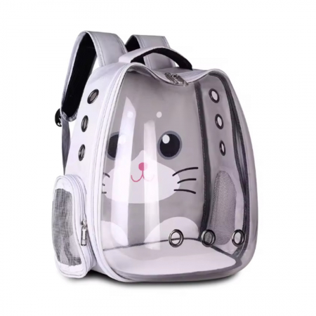 Rucsac transport animale de companie, Catei Pisici ADLUMUS, Tip Ghiozdan cu Geam Panoramic, multifunctional, Gri [2]