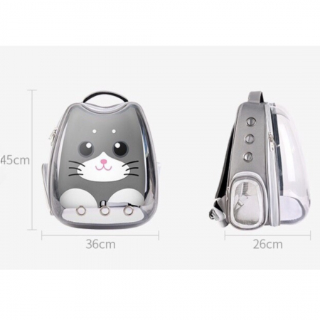 Rucsac transport animale de companie, Catei Pisici ADLUMUS, Tip Ghiozdan cu Geam Panoramic, multifunctional, Gri [1]