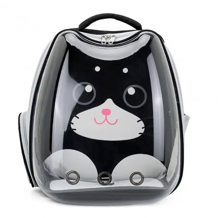 Produse - Rucsac transport animale de companie Pisica Catel, ADLUMUS, Tip Ghiozdan cu Geam Panoramic, multifunctional, Negru