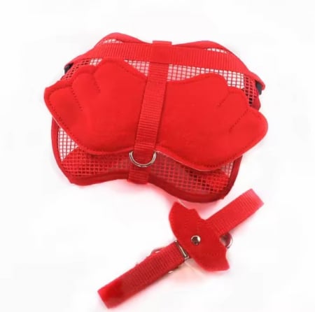 Set format din ham si lesa, ADLUMUS pentru plimbatul animalutelor de companie cu design adorabil de aripi de inger [2]