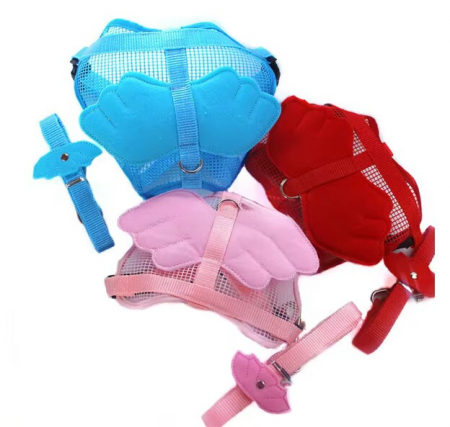 Set format din ham si lesa, ADLUMUS pentru plimbatul animalutelor de companie cu design adorabil de aripi de inger [4]