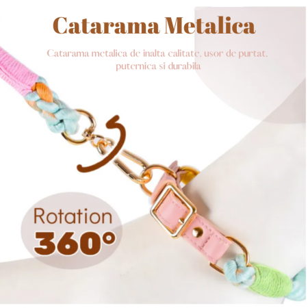 Set 2 piese, Zgarda reglabila si Lesa cu maner din piele rezistent [8]