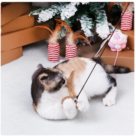 Undita de jucarie amuzanta ADLUMUS pentru animale de companie cu pene si clopotel si forma de soricel sau mingie [1]