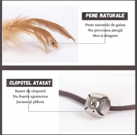 Undita de jucarie amuzanta ADLUMUS pentru animale de companie cu pene si clopotel si forma de soricel sau mingie [5]