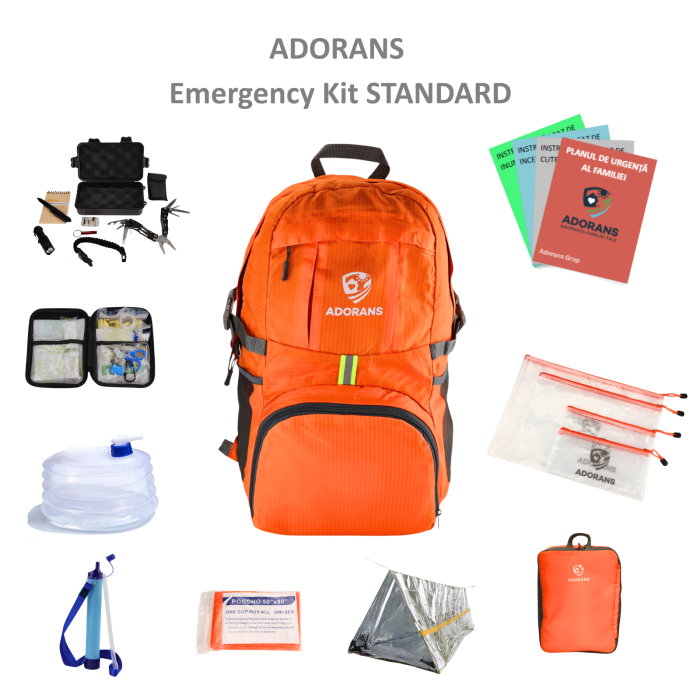 ADORANS Emergency Kit STANDARD – Kit de urgenta complet cu trusa de supravietuire si cort termoizolant [1]