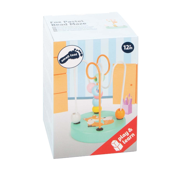 Circuit cu margele, jucarie educativa din lemn, culori pastel, jucarie copii 1 an+ [4]