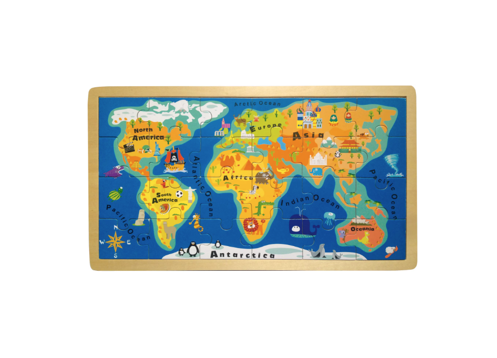 Puzzle lemn 24 piese Harta lumii [1]