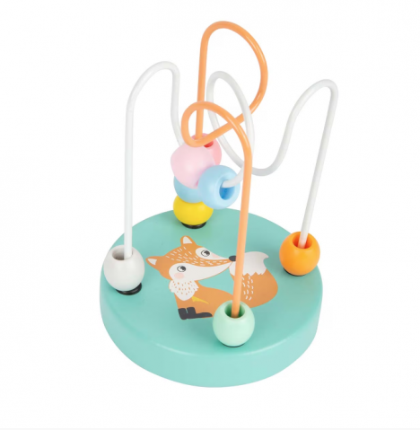 JUCARII SIGURE - Circuit cu margele, jucarie educativa din lemn, culori pastel, jucarie copii 1 an+