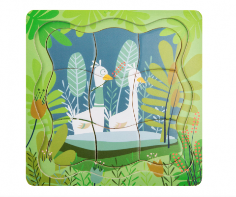 Puzzle, Small Foot Design, Lemn, 4 straturi, 15 x 15 x 1.5 cm, Multicolor [1]