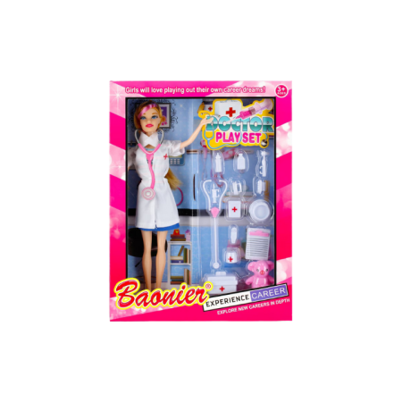 Educative - Set papusa cu accesorii, Mega Creative, 29 cm, 26 x 34 x 6