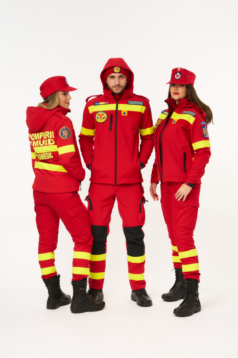 Jacheta softshell Smurd rosu cu benzi reflectorizante [5]