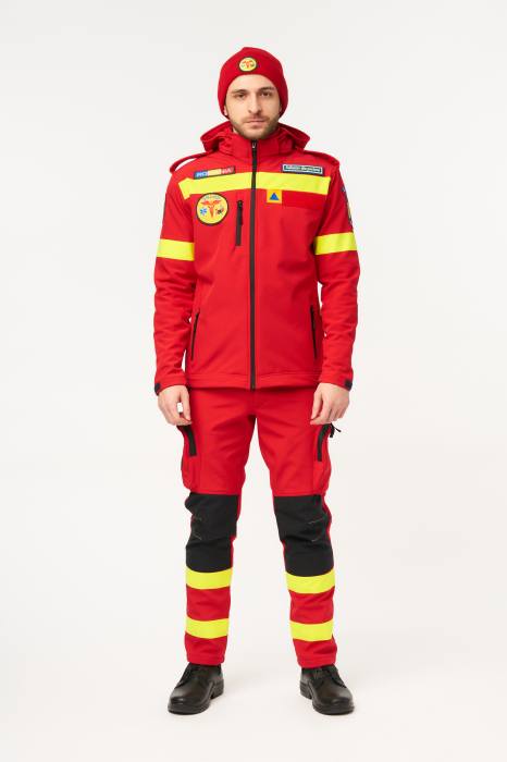 Jacheta softshell Smurd rosu cu benzi reflectorizante [3]