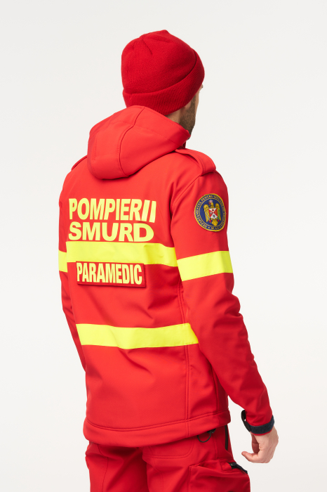 Jacheta softshell Smurd rosu cu benzi reflectorizante [2]
