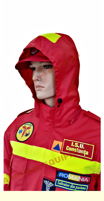 Scurta Parka Smurd cu maneci,gluga si mesada detasabila si cu benzi reflectorizante [5]