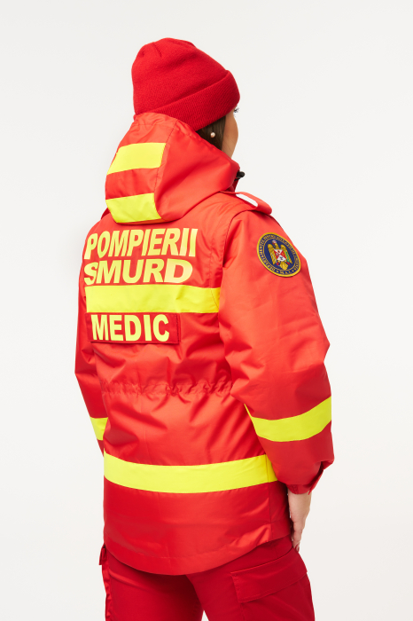 Scurta Parka Smurd cu maneci,gluga si mesada detasabila si cu benzi reflectorizante [9]