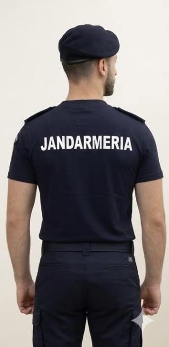 Tricou glat Jandarmeria bleumarin maneca scurta cu suport de grad [2]