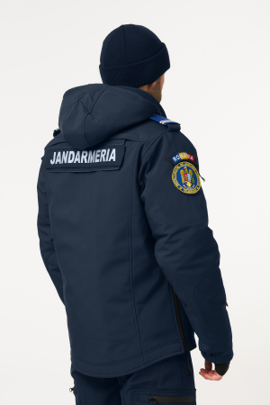Echipamente Jandarmerie-IJJ - Jacheta softshell tactica cu mesada si gluga detasabila pentru Jandarmerie,Pompieri,Politie Penitenciara