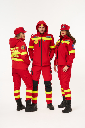 Jacheta softshell Smurd rosu cu benzi reflectorizante [4]