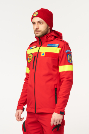 SMURD - Jacheta softshell Smurd rosu cu benzi reflectorizante