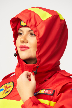 Scurta Parka Smurd cu maneci,gluga si mesada detasabila si cu benzi reflectorizante [9]