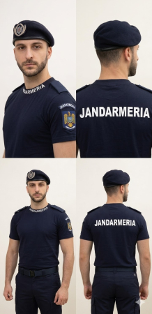 Tricou glat Jandarmeria bleumarin maneca scurta cu suport de grad [2]